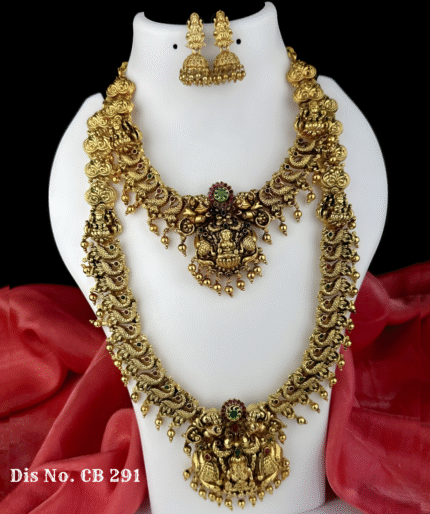 Antique Temple Semi Bridal Set with Green Stone