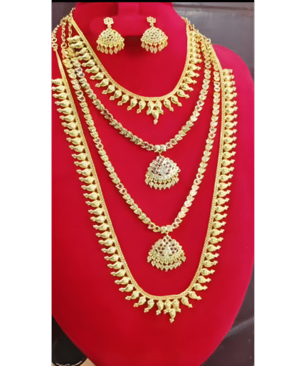 Guttapusalu Design Layered Necklace Set – One Gram Gold and Impon