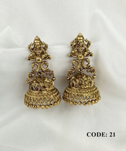Lakshmi And Peacock Design Gold-Plated Jimikki