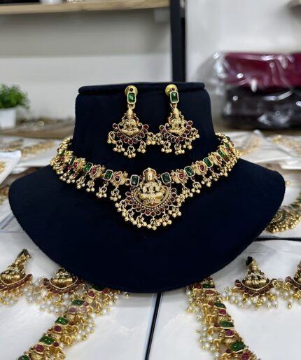 Lakshmi Temple Choker Set – Antique Gold Finish