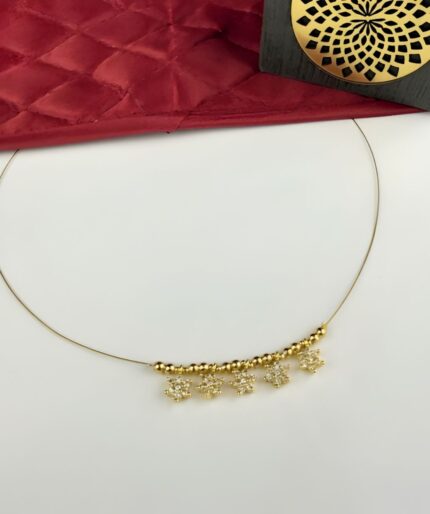 Snowflake Invisible Choker – Gold & Diamond Finish