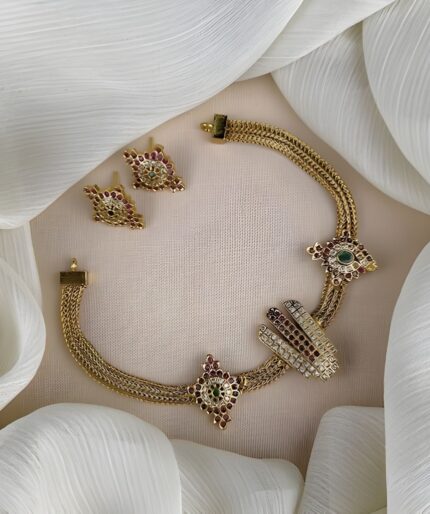 Vishnu Geometric Choker – Gold Plated With Multi-Stones